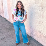 Queen Of Sparkles: White Positive Candy Hearts Tee
