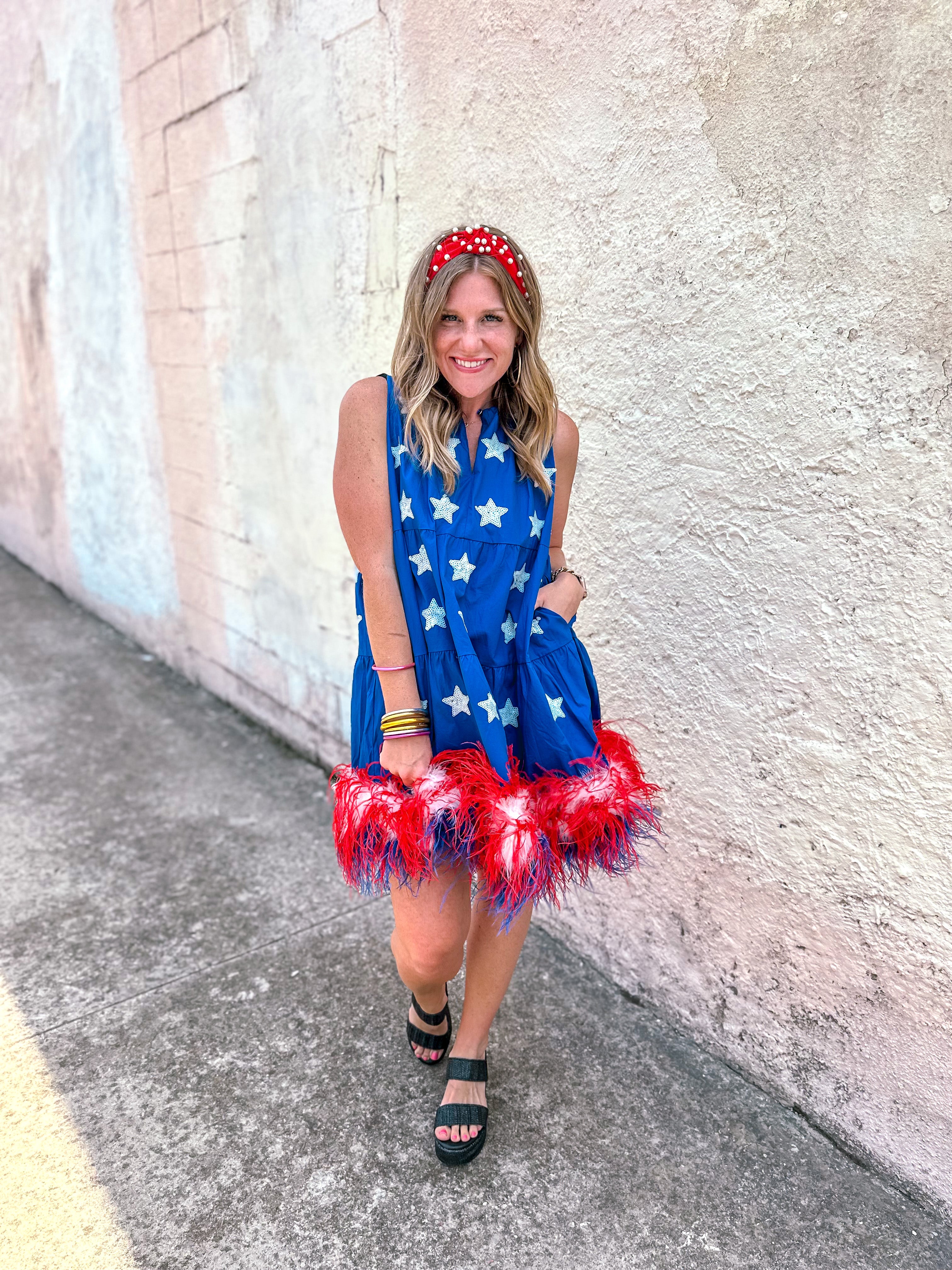 Queen of Sparkles: Blue Star Feather Bottom Tank Dress Queen of Sparkles: Blue Star Feather Bottom Tank Dress