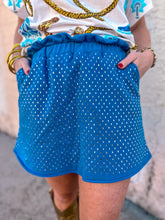 Load image into Gallery viewer, Queen of Sparkles: Royal Blue Scattered Rhinestone Skort