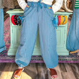 Camila Drawstring Jogger Pants - Navy/White