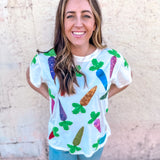 Queen of Sparkles: White Multi Carrot Tee