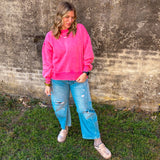 Cozy Season Cropped Sweater - Fuchsia