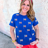 Queen of Sparkles: Royal Scattered Beaded Flag Tee