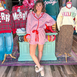 Merry Velvet Trim Pajamas - Red