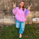 Overlap Fleece Pullover  - Lavender