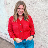 Soft Blend Button-Front Cardigan - Ruby
