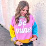 Queen Of Sparkles: Multi Pastel Colorblock Be Mine Sweater