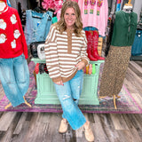 Taupe & Cream Classic Striped Sweater