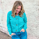Soft Blend Button-Front Cardigan - Dusty Teal