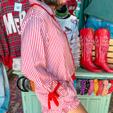 Merry Velvet Trim Pajamas - Red