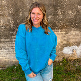 Overlap Fleece Pullover  - Ocean Blue