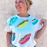 Queen of Sparkles: White Scattered Multi Hotdog Tee