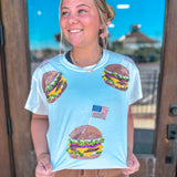 Queen of Sparkles: White Scattered American Burger Tee