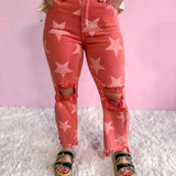 Star Bright Vintage Red High Rise Crop Denim