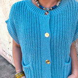 The Cozy Pocket Knit Top - Blue