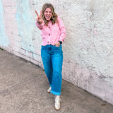 Soft Blend Button-Front Cardigan - Rose Pink