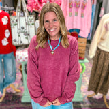 Overlap Fleece Pullover  - Cabernet