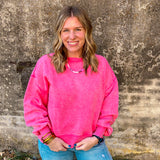 Cozy Season Cropped Sweater - Fuchsia