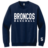 Texas Broncos Crewneck YOUTH With Number On Sleeve