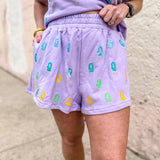 Queen of Sparkles: Lavender Q All Over Shorts