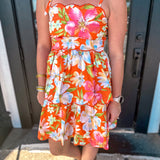 Tangerine Floral Midi Dress