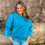 Cozy Season Cropped Sweater - Ocean Blue