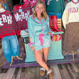 Merry Velvet Trim Pajamas - Kelly Green