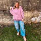 Overlap Fleece Pullover  - Rose
