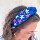 Red and White Stars Blue Headband