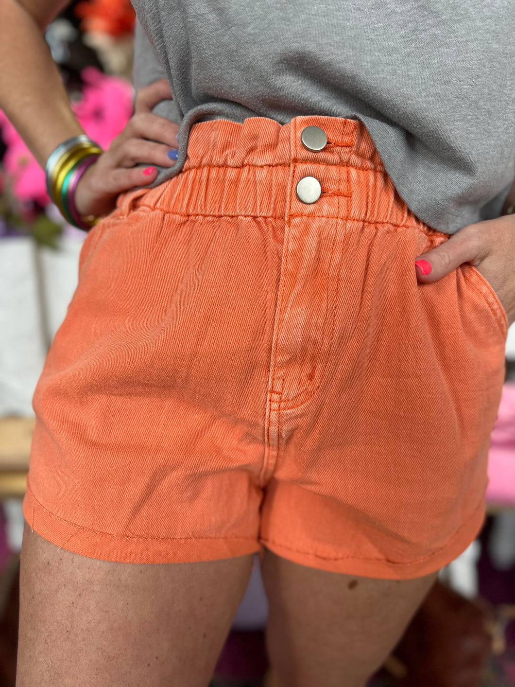 Tangerine Denim Shorts