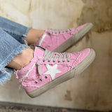 Paulina Pink Distressed Sneakers