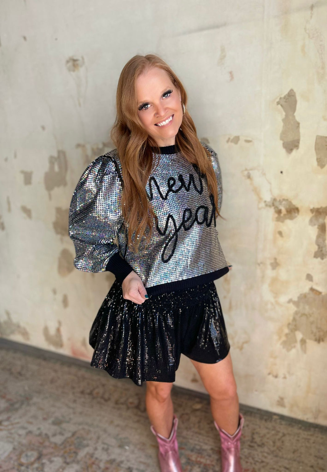 Queen of Sparkles: Black Disco Swing Shorts