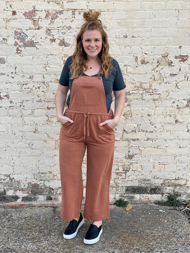 Z Supply: Cinched Waist Overalls Brown