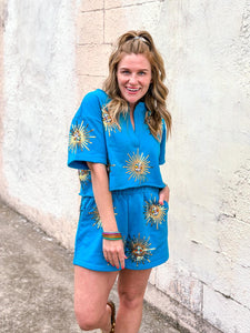 Queen of Sparkles: Bright Blue Sunshine Shorts
