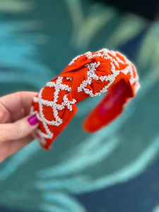 Orange and White Glam Headband